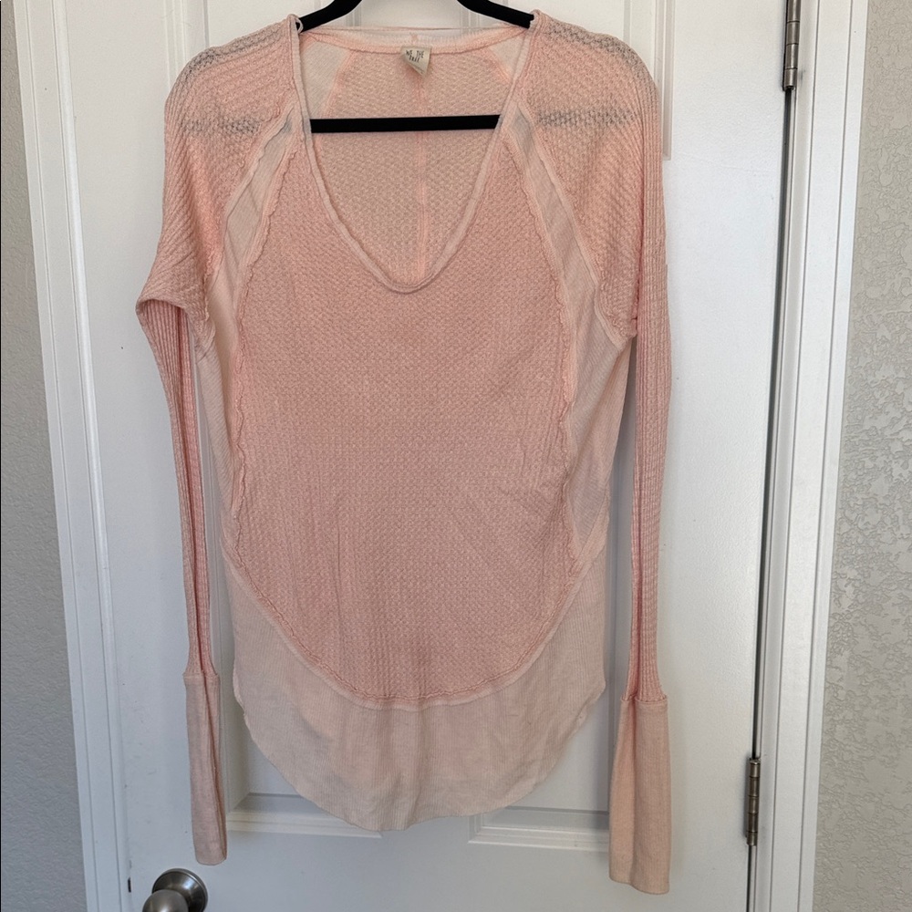 We The Free | Free aPeople Catalina long Sleeve Thermal Top in Soft Pink